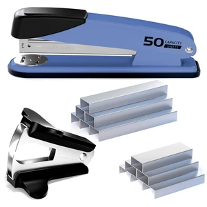 Metal Stapler Heavy Duty for Desk - 50 Sheet Capacity with 2000 Pieces 1/4", 5/16" Staples and Staple Remover, No Jam, Non-Slip, Stapler Heavy Duty for Classroom and Office, Blue Metal Stapler Heavy Duty for Desk - 50 Sheet Capacity with 2000 Pieces 1/4", 5/16" Staples and Staple Remover, No Jam, Non-Slip, Stapler Heavy Duty for Classroom and Office, Blue