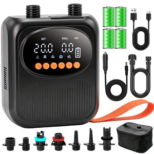 Rechargeable Paddle Board Pump, Portable 20PSI High Pressure Electric SUP Pump, Intelligent Dual Stage Inflation & Deflation, Auto-Off, 12V DC Car Connector, for Kayak, Boat, Tent Rechargeable Paddle Board Pump, Portable 20PSI High Pressure Electric SUP Pump, Intelligent Dual Stage Inflation & Deflation, Auto-Off, 12V DC Car Connector, for Kayak, Boat, Tent