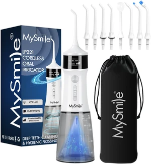 LP221 Cordless Water Flossers for Teeth w/UVC Light & OLED Display | 335ML 4 Modes Water Jet Dental Picks for Teeth Cleaning, Water Flossing, Gum & Braces Care, Home & Travel Use, Pearl White LP221 Cordless Water Flossers for Teeth w/UVC Light & OLED Display | 335ML 4 Modes Water Jet Dental Picks for Teeth Cleaning, Water Flossing, Gum & Braces Care, Home & Travel Use, Pearl White