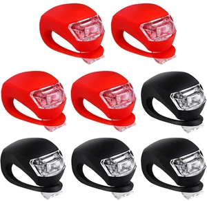 Bicycle Light Front and Rear Silicone LED Bike Light Set - Headlight and Taillight,Waterproof & Safety Road,Mountain Bike Lights,Batteries Included (4pcs Red & 4pcs Black) Bicycle Light Front and Rear Silicone LED Bike Light Set - Headlight and Taillight,Waterproof & Safety Road,Mountain Bike Lights,Batteries Included (4pcs Red & 4pcs Black)