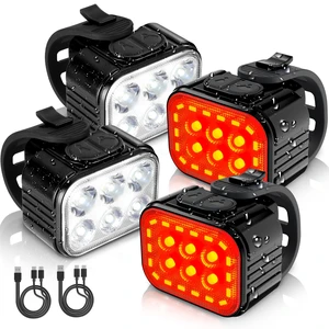 2PCS Bike Light Set, Rechargeable Headlight & Tail Reflectors Night | 8+13 Lighting Modes, High Beam & Floodlight Design, Type-C Fast Charging, Long Battery Life, IP65 Waterproof 2PCS Bike Light Set, Rechargeable Headlight & Tail Reflectors Night | 8+13 Lighting Modes, High Beam & Floodlight Design, Type-C Fast Charging, Long Battery Life, IP65 Waterproof