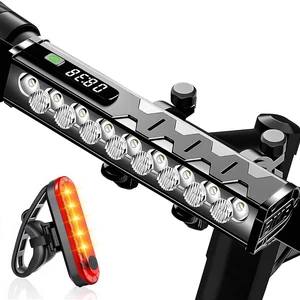 17 LED Bike Lights 5000 Lumen, Super Bright Bicycle Light for Night Riding, USB Rechargeable Bike Headlight and Taillight, Waterproof Wide Beam Bike Front Light with Digital Power Display 17 LED Bike Lights 5000 Lumen, Super Bright Bicycle Light for Night Riding, USB Rechargeable Bike Headlight and Taillight, Waterproof Wide Beam Bike Front Light with Digital Power Display