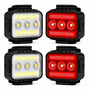 Rechargeable LED Bike Lights for Night Riding, Front and Back Set | 4 Pack,9+9 Modes,4-20H Runtime,Waterproof,Rechargeable,Tool-Free Mounting,1.5H Fast Charging for City,Road & MTB Riding Rechargeable LED Bike Lights for Night Riding, Front and Back Set | 4 Pack,9+9 Modes,4-20H Runtime,Waterproof,Rechargeable,Tool-Free Mounting,1.5H Fast Charging for City,Road & MTB Riding