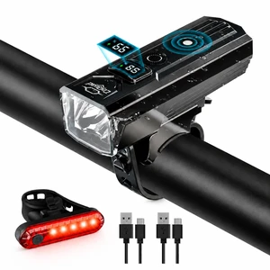 Bike Light Kit for Front and Rear, IPX6 Waterproof Rechargeable Bicycle Light, LCD Battery Display, 5 Lighting Modes, Auto-On with Manual Control, Perfect for Night, Commute, School, & Outdoor Cycling Bike Light Kit for Front and Rear, IPX6 Waterproof Rechargeable Bicycle Light, LCD Battery Display, 5 Lighting Modes, Auto-On with Manual Control, Perfect for Night, Commute, School, & Outdoor Cycling