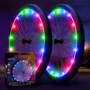 2-Tire Pack LED Bike Wheel Lights with Batteries Included, Get 100% Brighter and Visible from All Angles for Ultimate Safety and Style (Multicolor) 2-Tire Pack LED Bike Wheel Lights with Batteries Included, Get 100% Brighter and Visible from All Angles for Ultimate Safety and Style (Multicolor)