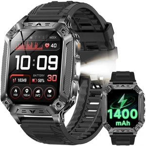 Smart Watches for Men, 2 Flashlight & 100 Days Battery Life | IP68 Waterproof 2.01'' Military Smart Watch with Sleep/SpO2/Heart Rate Monitor/Step Tracker, Sport Smartwatch for Android iOS Smart Watches for Men, 2 Flashlight & 100 Days Battery Life | IP68 Waterproof 2.01'' Military Smart Watch with Sleep/SpO2/Heart Rate Monitor/Step Tracker, Sport Smartwatch for Android iOS
