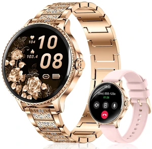 Smart Watch for Women,(Answer/Make Calls),1.27" Smartwatch Fitness Tracker, Heart Rate,Sleep & Blood Oxygen Monitor, 120+ Sports Modes,IP68 Waterproof, Android & iPhone,2 Bands,Rosegold Smart Watch for Women,(Answer/Make Calls),1.27" Smartwatch Fitness Tracker, Heart Rate,Sleep & Blood Oxygen Monitor, 120+ Sports Modes,IP68 Waterproof, Android & iPhone,2 Bands,Rosegold