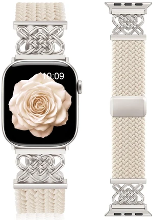 Braided Stretchy Band for Apple Watch Bands 38mm 40mm 41mm 42mm Women Men Celtic Love Knot Metal, Magnetic Clasp, Nylon Elastic Straps for iWatch Series 11 10 9 8 7 6 5 4 3 2 1, SE 3/2/1, Ultra 3/2/1 Braided Stretchy Band for Apple Watch Bands 38mm 40mm 41mm 42mm Women Men Celtic Love Knot Metal, Magnetic Clasp, Nylon Elastic Straps for iWatch Series 11 10 9 8 7 6 5 4 3 2 1, SE 3/2/1, Ultra 3/2/1
