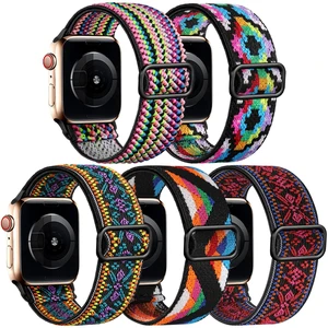 5 Pack Stretchy Bands Compatible with Apple Watch 40mm 41mm 42mm 38mm 44mm 45mm 46mm Women, Elastic Fabric Nylon Strap Wristband for iWatch SE 3 2 1 Series 11 10 9 8 7 6 5 4 3 Boho Solo Loop 5 Pack Stretchy Bands Compatible with Apple Watch 40mm 41mm 42mm 38mm 44mm 45mm 46mm Women, Elastic Fabric Nylon Strap Wristband for iWatch SE 3 2 1 Series 11 10 9 8 7 6 5 4 3 Boho Solo Loop