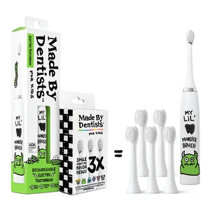 Kids Electric Toothbrush - Rechargeable Vibrating Toothbrush with Timer, Includes 6 Replacement Heads, Gently Cleans Teeth, Kid & Toddlers Age 2+, Monster Kids Electric Toothbrush - Rechargeable Vibrating Toothbrush with Timer, Includes 6 Replacement Heads, Gently Cleans Teeth, Kid & Toddlers Age 2+, Monster