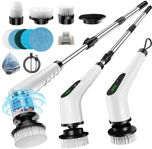 Electric Spin Scrubber, Electric Scrubber for Cleaning with 8 Heads | Adjustable Extension Handle, 8 Replaceable Brush Heads, Cordless, Waterproof, For Bathroom Tile Floor Bathtub Car Walls Electric Spin Scrubber, Electric Scrubber for Cleaning with 8 Heads | Adjustable Extension Handle, 8 Replaceable Brush Heads, Cordless, Waterproof, For Bathroom Tile Floor Bathtub Car Walls