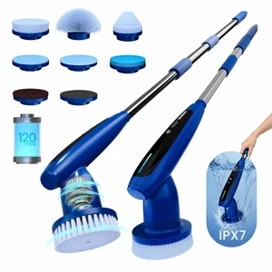 2026 Upgraded Electric Spin Scrubber: 120 Min Runtime, IPX7 Waterproof Cordless Power Scrubber, Adjustable Extension Handle, 8 Heads, 2 Speeds for Shower, Tub, Tile & Floor 2026 Upgraded Electric Spin Scrubber: 120 Min Runtime, IPX7 Waterproof Cordless Power Scrubber, Adjustable Extension Handle, 8 Heads, 2 Speeds for Shower, Tub, Tile & Floor