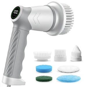 Electric Spin Scrubber, Power Bathroom Scrubber Cleaning Brush | LED Display, 7 Replaceable Heads, 2 Speed, IPX7 Waterproof, Handheld Power Scrubber for Shower, Tub, Tile & Sink Grout Electric Spin Scrubber, Power Bathroom Scrubber Cleaning Brush | LED Display, 7 Replaceable Heads, 2 Speed, IPX7 Waterproof, Handheld Power Scrubber for Shower, Tub, Tile & Sink Grout