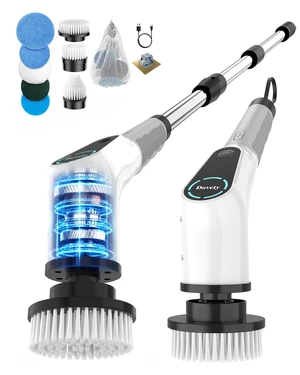 Electric Spin Scrubber, Extendable Handle, 8 Brush Heads-WH | 90-minute long runtime, Type-C fast charging, multi-scene cleaning tool for shower, bathtub, tile and bathroom scrubbing Electric Spin Scrubber, Extendable Handle, 8 Brush Heads-WH | 90-minute long runtime, Type-C fast charging, multi-scene cleaning tool for shower, bathtub, tile and bathroom scrubbing