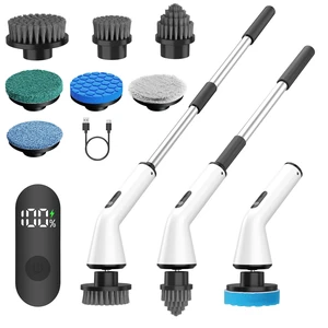 Electric Spin Scrubber for Bathroom,Power Cleaning Brush with 7 Replaceable Brush Heads, Adjustable Long Handle, Cordless Electric Shower Scrubber for Home, Floor, Kitchen & Car Electric Spin Scrubber for Bathroom,Power Cleaning Brush with 7 Replaceable Brush Heads, Adjustable Long Handle, Cordless Electric Shower Scrubber for Home, Floor, Kitchen & Car