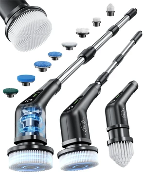 Electric Spin Scrubber, Cordless Cleaning Brush for Bathroom, Home | 8 Replaceable Brush Heads, 90Min Runtime, 54 Inch Long Handle, IPX7 Waterproof, 2 Speeds for Bathroom Cleaner Electric Spin Scrubber, Cordless Cleaning Brush for Bathroom, Home | 8 Replaceable Brush Heads, 90Min Runtime, 54 Inch Long Handle, IPX7 Waterproof, 2 Speeds for Bathroom Cleaner