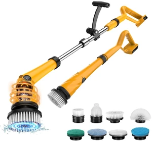 1500 RPM Electric Spin Scrubber for DeWalt 20V Battery, Power Shower Scrubber for Bathroom/Floor/Bathtub/Toilet/Tile,Electric Cleaning Brush with Long Handle & 8 Replaceable Brush (Yellow) 1500 RPM Electric Spin Scrubber for DeWalt 20V Battery, Power Shower Scrubber for Bathroom/Floor/Bathtub/Toilet/Tile,Electric Cleaning Brush with Long Handle & 8 Replaceable Brush (Yellow)