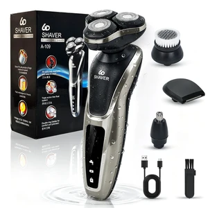 4-in-1 Electric Razor for Men, 6D Floating-Head Electric Shaver with 9,999 RPM High-Speed, 90-Minute Long-Lasting, Wet/Dry Shaver, Electric Razor with LED Display for Beard/Nose Hair/Sideburns 4-in-1 Electric Razor for Men, 6D Floating-Head Electric Shaver with 9,999 RPM High-Speed, 90-Minute Long-Lasting, Wet/Dry Shaver, Electric Razor with LED Display for Beard/Nose Hair/Sideburns