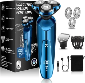 Mens Electric Shaver, 4D Floating Head High-Speed Motor IPX7 Waterproof, Fast Charging Cordless Electric Razor with Pop-Up Trimmer & Replaceable Blades Mens Electric Shaver, 4D Floating Head High-Speed Motor IPX7 Waterproof, Fast Charging Cordless Electric Razor with Pop-Up Trimmer & Replaceable Blades