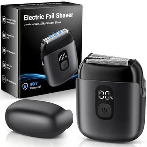 Electric Foil Shavers for Men, Mini Electric Razor with 3 Floating Blades, IPX7 Waterproof Cordless Shaver, LED Battery Display, USB-C Fast Charging & Travel Lock, Matte Grey Electric Foil Shavers for Men, Mini Electric Razor with 3 Floating Blades, IPX7 Waterproof Cordless Shaver, LED Battery Display, USB-C Fast Charging & Travel Lock, Matte Grey