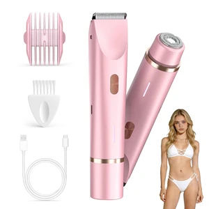 Bikini Trimmer for Women, Electric Shaver for Women, IPX7 Waterproof Bikini Razor for Pubic Hair, Underarms, Sensitive Areas, Pink Bikini Trimmer for Women, Electric Shaver for Women, IPX7 Waterproof Bikini Razor for Pubic Hair, Underarms, Sensitive Areas, Pink