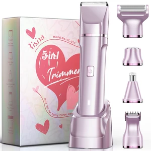 5-in-1 Bikini Trimmer for Women, Self Care Gifts, Full Body Shaver | IPX7 Waterproof, Rechargeable, Ceramic Blades, 5 Heads: Body, Facial, Curved, Nose Hair and Detail; Travel Ready 5-in-1 Bikini Trimmer for Women, Self Care Gifts, Full Body Shaver | IPX7 Waterproof, Rechargeable, Ceramic Blades, 5 Heads: Body, Facial, Curved, Nose Hair and Detail; Travel Ready