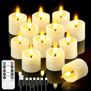 12 Pack Small Rechargeable Flameless Candles with Remote Timer | 1.5"x2" LED Tea Lights Votive Fake Candles Flickering Mini Candles Battery Operated for Halloween Wedding Party Home Decor 12 Pack Small Rechargeable Flameless Candles with Remote Timer | 1.5"x2" LED Tea Lights Votive Fake Candles Flickering Mini Candles Battery Operated for Halloween Wedding Party Home Decor