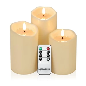 Battery Candles Flickering Flameless Candles with Remote | Electric Candles with Timer, Realistic LED Candles for Home Bridal Shower Wedding Table Decor, Set of 3 Battery Candles Flickering Flameless Candles with Remote | Electric Candles with Timer, Realistic LED Candles for Home Bridal Shower Wedding Table Decor, Set of 3