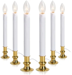 Electric Christmas Window Candle Lamp - 6-Pack | Brass-Plated Base with LED Bulbs | Dusk-to-Dawn Auto Sensor | Turns On in Dark, Off in Light | Ready to Use! Electric Christmas Window Candle Lamp - 6-Pack | Brass-Plated Base with LED Bulbs | Dusk-to-Dawn Auto Sensor | Turns On in Dark, Off in Light | Ready to Use!