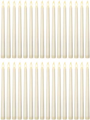 Battery Operated LED Taper Candles,Basic,11 Inch,Ivory | 24 Pack Flameless Fake Lights with Flickering Amber Glow, Safe for Dining Weddings Church Decor, Fits Taper Holders Battery Operated LED Taper Candles,Basic,11 Inch,Ivory | 24 Pack Flameless Fake Lights with Flickering Amber Glow, Safe for Dining Weddings Church Decor, Fits Taper Holders