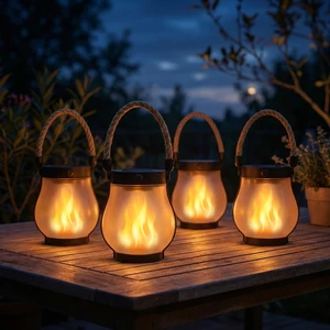 Solar Lanterns Outdoor Waterproof 4-Pack, 2nd Gen Flickering Flame Effect | Rechargeable Lanterns with USB-C charging, A Decorative Hanging Design, and Dusk-to-dawn Use for Patios, Porches and Gardens Solar Lanterns Outdoor Waterproof 4-Pack, 2nd Gen Flickering Flame Effect | Rechargeable Lanterns with USB-C charging, A Decorative Hanging Design, and Dusk-to-dawn Use for Patios, Porches and Gardens