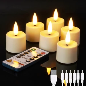 6Pack Rechargeable Flameless Tea Lights Candles with Remote&Timer | Dia 1.5"x H 2.3" LED TeaLights Candles Battery Operated with Electric Fake Flickering Votive Candles for Home Decor 6Pack Rechargeable Flameless Tea Lights Candles with Remote&Timer | Dia 1.5"x H 2.3" LED TeaLights Candles Battery Operated with Electric Fake Flickering Votive Candles for Home Decor