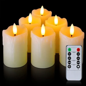 2"x3" Real Wax Flameless Votive Candles, Timer Remote, 6 Pack | Brightness adjust, 2/4/6/8h timer, 400+ Hrs battery life, warm white glow, realistic flickering, for wedding & party decor 2"x3" Real Wax Flameless Votive Candles, Timer Remote, 6 Pack | Brightness adjust, 2/4/6/8h timer, 400+ Hrs battery life, warm white glow, realistic flickering, for wedding & party decor