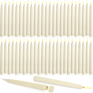 50 Pcs Flameless Taper Candles LED Taper Candles Flickering Bulk | 8.5 in Ivory Battery Operated Candlestick for Wedding Halloween Christmas Easter Party Decor Table Centerpiece, No Battery 50 Pcs Flameless Taper Candles LED Taper Candles Flickering Bulk | 8.5 in Ivory Battery Operated Candlestick for Wedding Halloween Christmas Easter Party Decor Table Centerpiece, No Battery