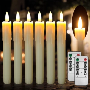 Taper Candle Battery Operated, 6.7 Inch, Ivory, Set of 6 | Flameless Taper Candles with Remote, with Flickering 3D Flame, led candles Safe for Wedding Home Christmas Taper Candle Battery Operated, 6.7 Inch, Ivory, Set of 6 | Flameless Taper Candles with Remote, with Flickering 3D Flame, led candles Safe for Wedding Home Christmas