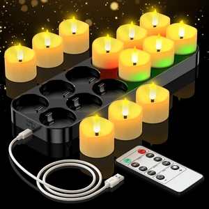 USB-C Rechargeable Tea Lights with Charging Base 12 Pack | Flameless Tea Light Candles with Remote and Timer, 100+H Battery Operated, For Votive Wedding Halloween Christmas USB-C Rechargeable Tea Lights with Charging Base 12 Pack | Flameless Tea Light Candles with Remote and Timer, 100+H Battery Operated, For Votive Wedding Halloween Christmas