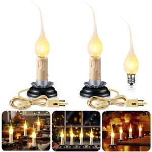 2 Pack 3 in Electric Window Candles Light with Switch, 5Ft Cord | On/Off Switch, Replacement LED Bulbs, Rustic Country Candle Light, UL Certified with Fuse, Ideal for Xmas Decor 2 Pack 3 in Electric Window Candles Light with Switch, 5Ft Cord | On/Off Switch, Replacement LED Bulbs, Rustic Country Candle Light, UL Certified with Fuse, Ideal for Xmas Decor