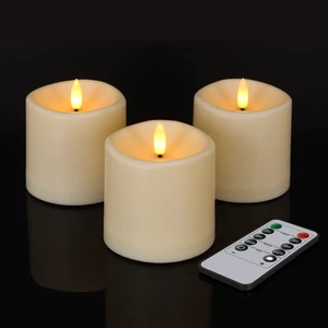3"x3" Outdoor Waterproof Flameless LED Candles with Remote Timer | Ivory Small Pillar Battery Candles, Flickering Warm Glow, Long Last 600 Hours, for Patio, Porch & Lanterns Decor, 3 Pack 3"x3" Outdoor Waterproof Flameless LED Candles with Remote Timer | Ivory Small Pillar Battery Candles, Flickering Warm Glow, Long Last 600 Hours, for Patio, Porch & Lanterns Decor, 3 Pack