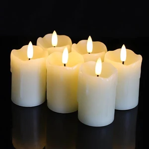 Flameless Votive Candles Battery Operated with Remote and Timer, Pack of 6 (D:2" X H:3") LED Ivory White Long Lasting Flickering Wax Candles with Realistic 3D Flame Flameless Votive Candles Battery Operated with Remote and Timer, Pack of 6 (D:2" X H:3") LED Ivory White Long Lasting Flickering Wax Candles with Realistic 3D Flame