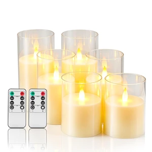 Flameless Candles with Remote, Set of 6 LED Pillar Candles (3" D x 4" 5" 6" H), Realistic Climbing Flame Battery Powered Candles for Home Wedding Christmas (Clear Shell Ivory) Flameless Candles with Remote, Set of 6 LED Pillar Candles (3" D x 4" 5" 6" H), Realistic Climbing Flame Battery Powered Candles for Home Wedding Christmas (Clear Shell Ivory)