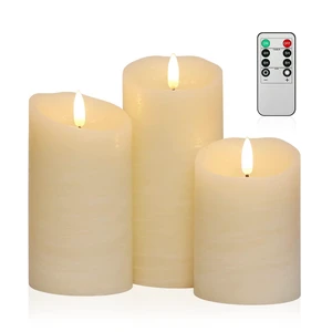 Flameless Candles with Remote, Battery Candles Flickering | Real Wax LED Fake Candles Battery Operated with Timer for Home Decor Fall Wedding Halloween Chirstmas Decoration, Set of 3 Flameless Candles with Remote, Battery Candles Flickering | Real Wax LED Fake Candles Battery Operated with Timer for Home Decor Fall Wedding Halloween Chirstmas Decoration, Set of 3