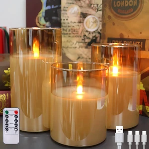 200 Hours Glass Rechargeable Flickering Flameless Candles with Remote3 | Rechargeable LED Pillar Fake Candles, Real Wax Warm Color for Halloween, Home Fall Room Decor, Ideal Gift for Women 200 Hours Glass Rechargeable Flickering Flameless Candles with Remote3 | Rechargeable LED Pillar Fake Candles, Real Wax Warm Color for Halloween, Home Fall Room Decor, Ideal Gift for Women