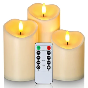 Outdoor Waterproof Flameless Candles, LED Candle with Remote, 3Pcs | Battery Operated Outdoor Candles with Timer, Electric Fake Pillar Candles for Lanterns, Patio, Garden Decor, Dark Ivory Outdoor Waterproof Flameless Candles, LED Candle with Remote, 3Pcs | Battery Operated Outdoor Candles with Timer, Electric Fake Pillar Candles for Lanterns, Patio, Garden Decor, Dark Ivory