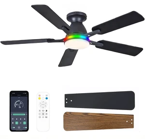 52" Smart RGB Ceiling Fan with Light, APP Control, Quiet DC Motor | Flush Mount Low Profile Ceiling Fan, Reversible Airflow, Dimmable LED Light, 6 Speeds for Bedroom Living Room 52" Smart RGB Ceiling Fan with Light, APP Control, Quiet DC Motor | Flush Mount Low Profile Ceiling Fan, Reversible Airflow, Dimmable LED Light, 6 Speeds for Bedroom Living Room