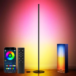 Bright LED RGB+IC Corner Floor Lamp with App, Remote Control Obsidian Black | Smart Ambient Lighting Color Changing Standing Lamps with Music Mode, 16 Million DIY Colors,Tall Lamp for Bedroom Bright LED RGB+IC Corner Floor Lamp with App, Remote Control Obsidian Black | Smart Ambient Lighting Color Changing Standing Lamps with Music Mode, 16 Million DIY Colors,Tall Lamp for Bedroom