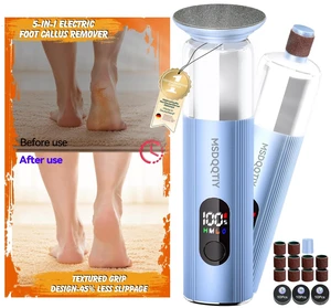 5-in-1 Electric Foot Callus Remover,Portable Callus Remover for FeetErgonomic Triangular Grip - 45% Less SlippageOptimal RPM Combination Display & LED Lights-Foot Callus Remover with 30 Grit Pads 5-in-1 Electric Foot Callus Remover,Portable Callus Remover for FeetErgonomic Triangular Grip - 45% Less SlippageOptimal RPM Combination Display & LED Lights-Foot Callus Remover with 30 Grit Pads