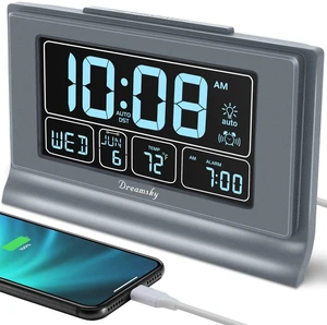 Alarm Clocks for Bedrooms with Battery Backup, Auto Set | Digital Clock with Date & Day of Week, 5 Inch Large Display, Weekday, Temperature, USB Port, Auto DST, Brightness Dimmer Alarm Clocks for Bedrooms with Battery Backup, Auto Set | Digital Clock with Date & Day of Week, 5 Inch Large Display, Weekday, Temperature, USB Port, Auto DST, Brightness Dimmer