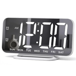 Slim LED Digital Alarm Clock, Mirror Surface for Makeup, with Diming, Large Display, Easy Setting, USB Charger Ports, Modern Bedroom, Desk, Office Living Room Decor, Christmas Birthday for Women Girl Slim LED Digital Alarm Clock, Mirror Surface for Makeup, with Diming, Large Display, Easy Setting, USB Charger Ports, Modern Bedroom, Desk, Office Living Room Decor, Christmas Birthday for Women Girl