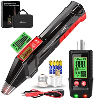 Circuit Breaker Finder with LCD Display,GFCI Outlet Tester,Electrical Circuit Tracer Tool with NCV Test & Flashlight for 90-250V AC Circuits,Includes Leads, Adapters and Carrying Case (with Adapters) Circuit Breaker Finder with LCD Display,GFCI Outlet Tester,Electrical Circuit Tracer Tool with NCV Test & Flashlight for 90-250V AC Circuits,Includes Leads, Adapters and Carrying Case (with Adapters)