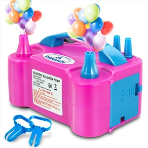 Electric Balloon Air Pump: Polypropylene Plastic Case with Dual Nozzle - Quick Inflating for All Balloons at Home - Rose Red Blower Machine Knotter for Parents Party DIY Decoration Electric Balloon Air Pump: Polypropylene Plastic Case with Dual Nozzle - Quick Inflating for All Balloons at Home - Rose Red Blower Machine Knotter for Parents Party DIY Decoration